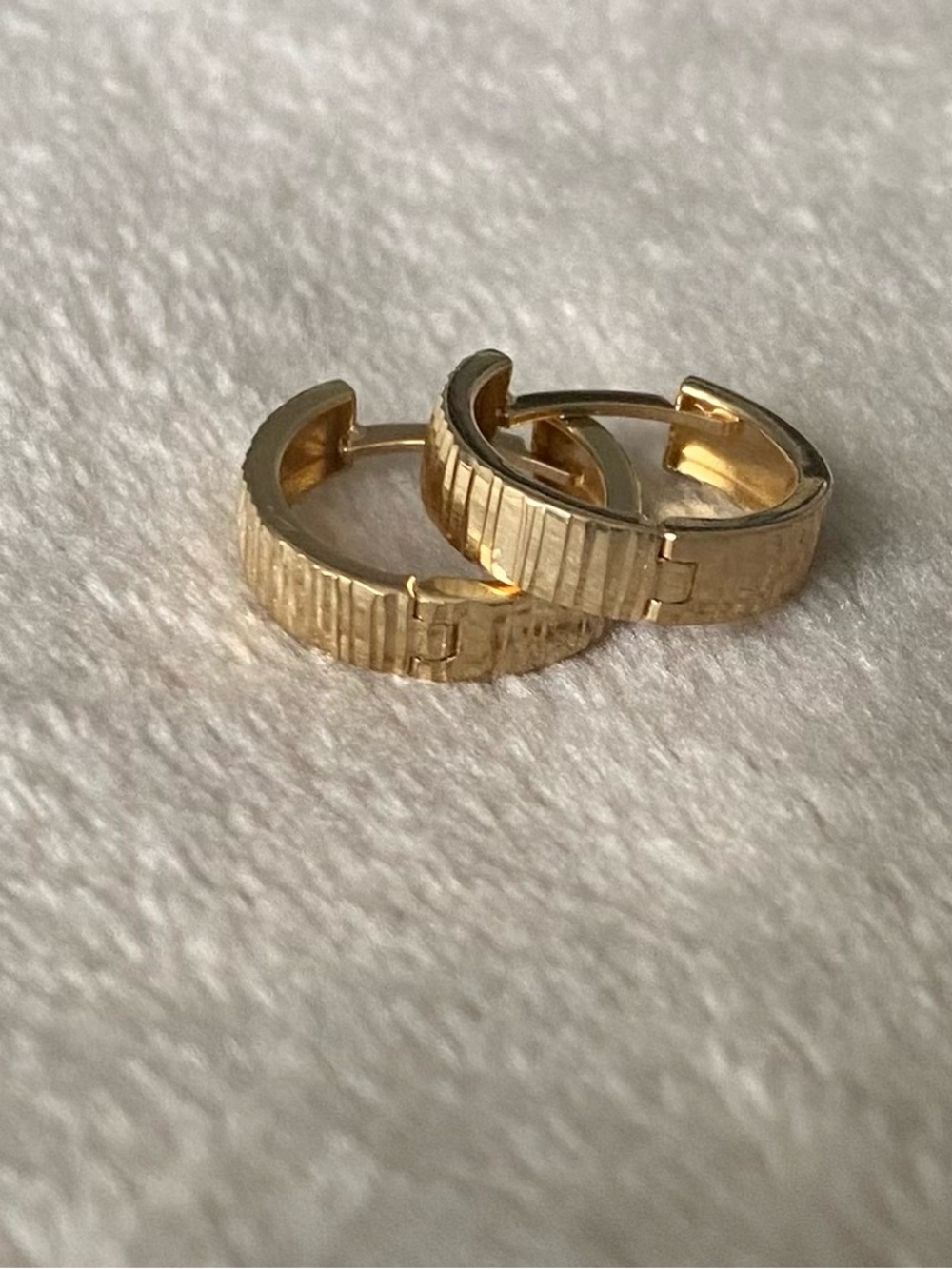 Gold Textured Hoop Earrings - Women Jewelry